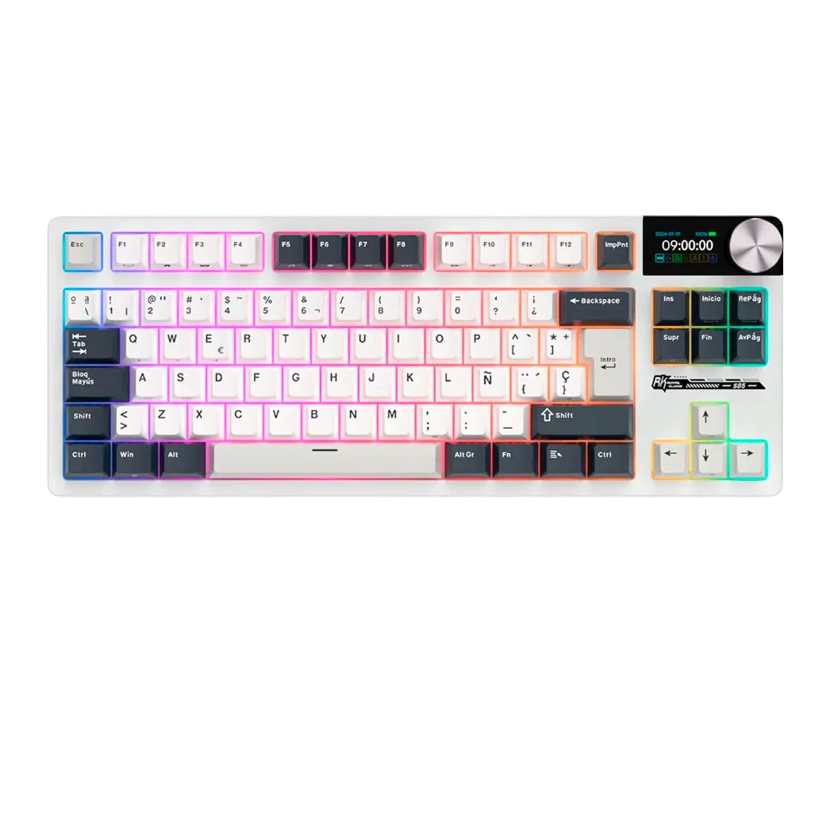 Teclado Royal Kludge Rk S85 Wireless White Night Sw Beige