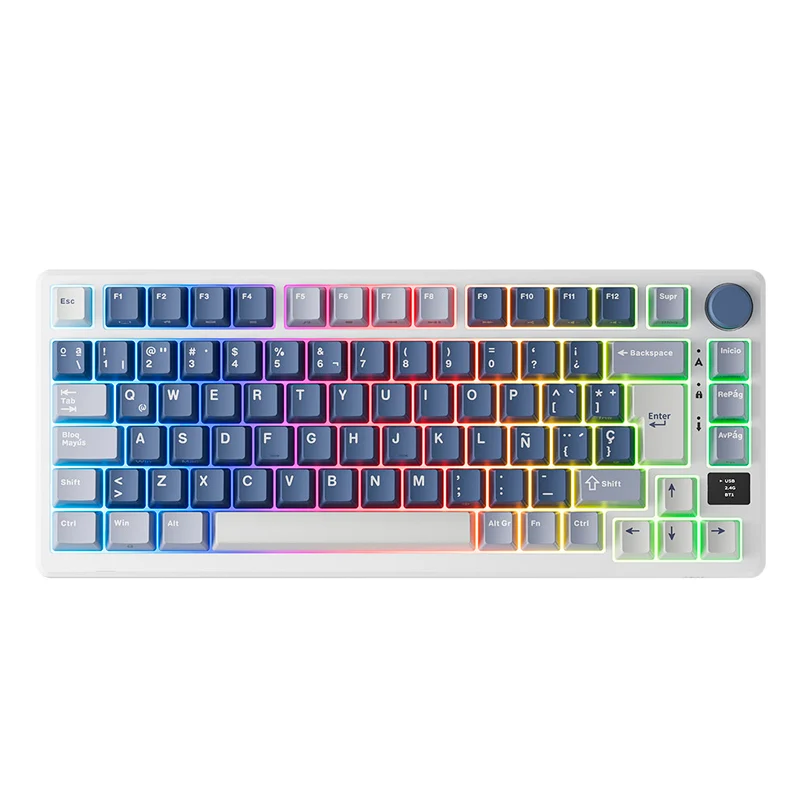 Teclado Royal Kludge Rk M75 Ocean Blue Switch Silver 75