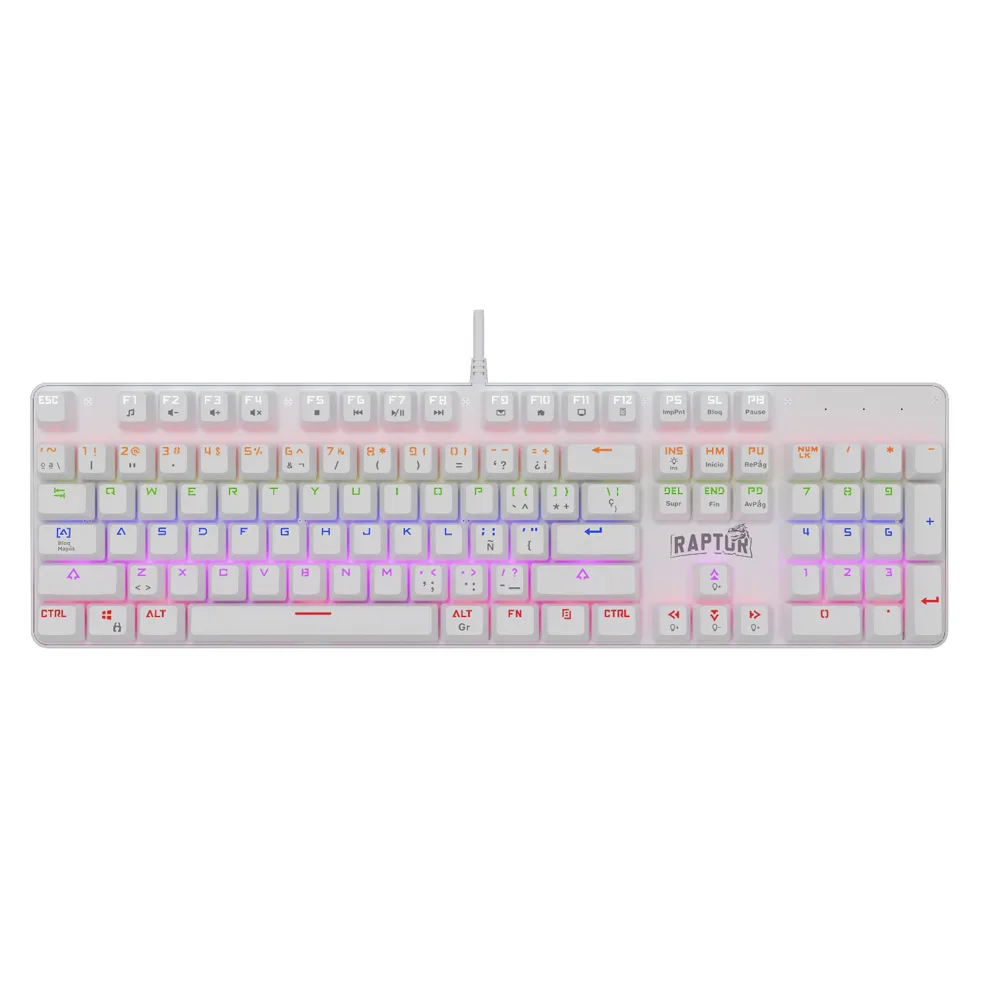 Teclado Raptor Fireclaw M104 Mecanico Retroiluminado Switch Red Outemu White — foto 3