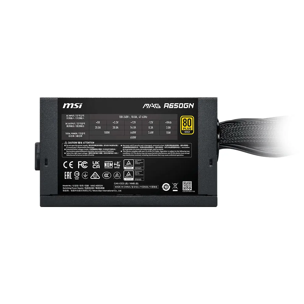 Fuente 650w 80+ Gold Mag A650gn Ii Msi