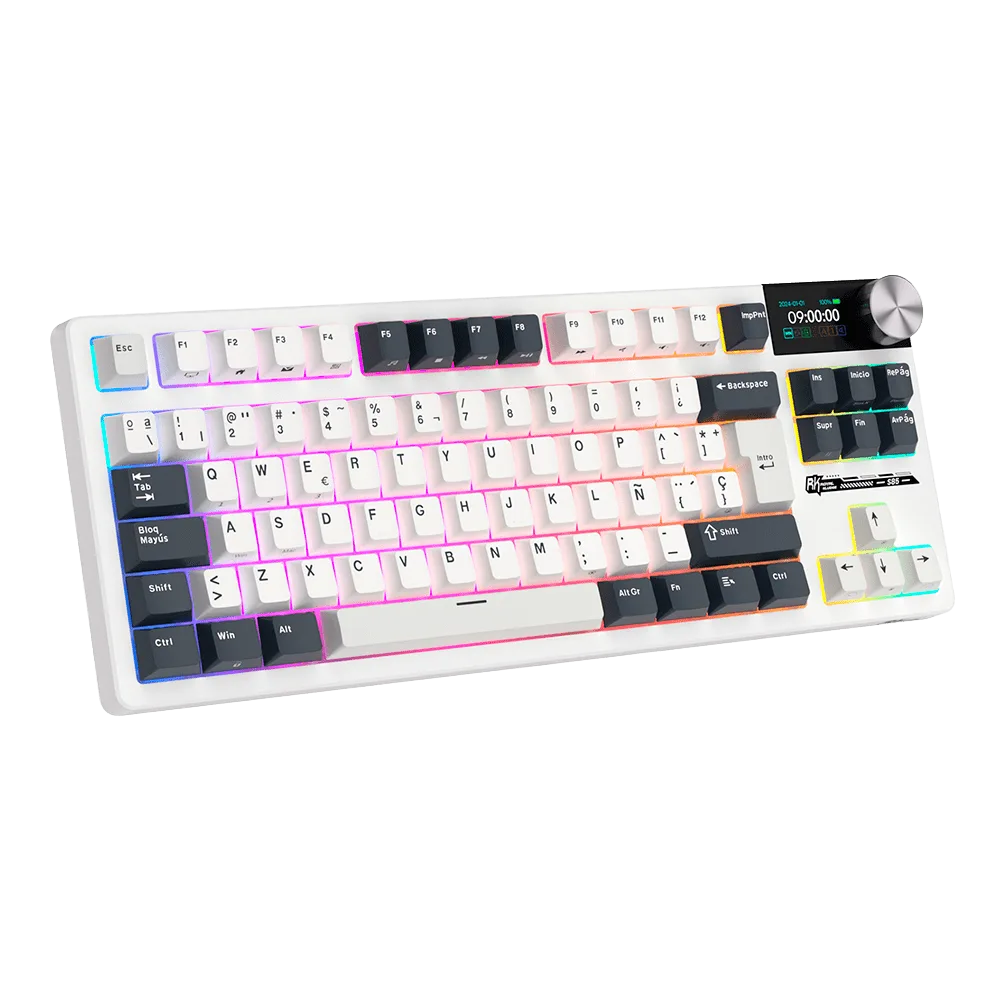 Teclado Royal Kludge Rk S85 Wireless White Night Sw Beige
