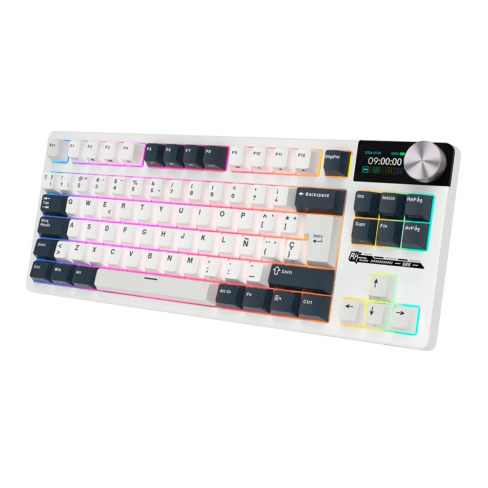 Teclado Royal Kludge Rk S85 Wireless White Night Sw Beige