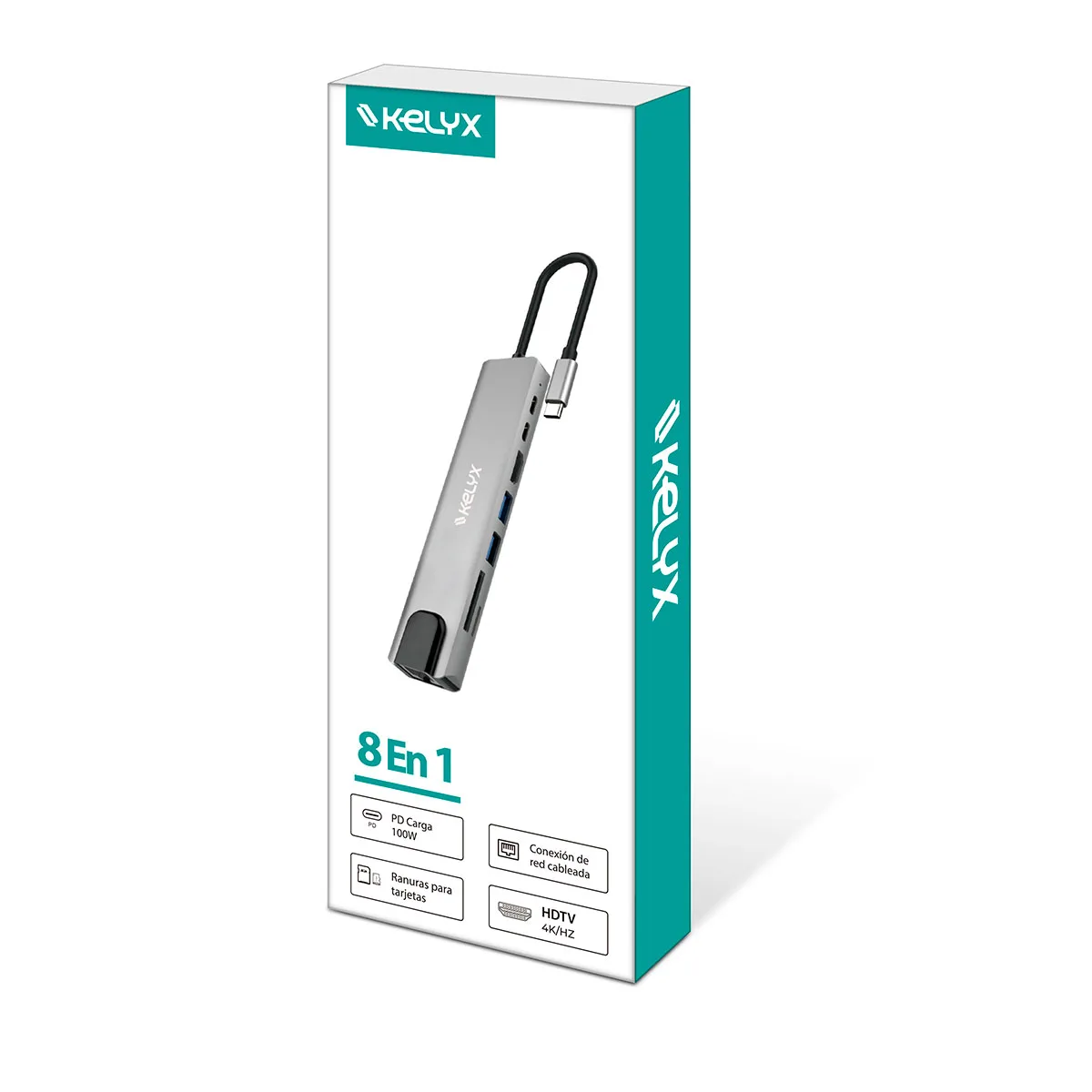 Hub Adaptador 8en1 Type C Hdmi Sd Usb 3.0 Usb 2.0 Rj45 Kelyx