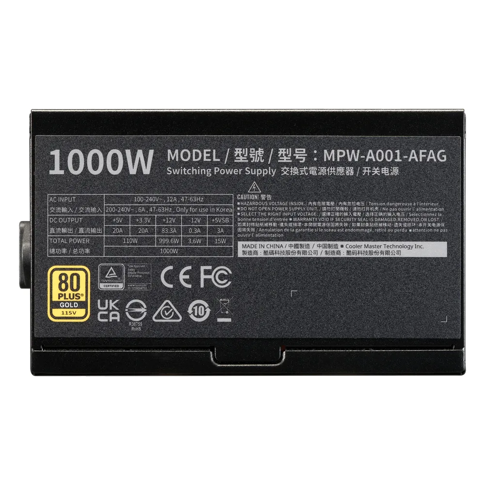 Fuente Cooler Master Elite Gold 1000w Full Modular