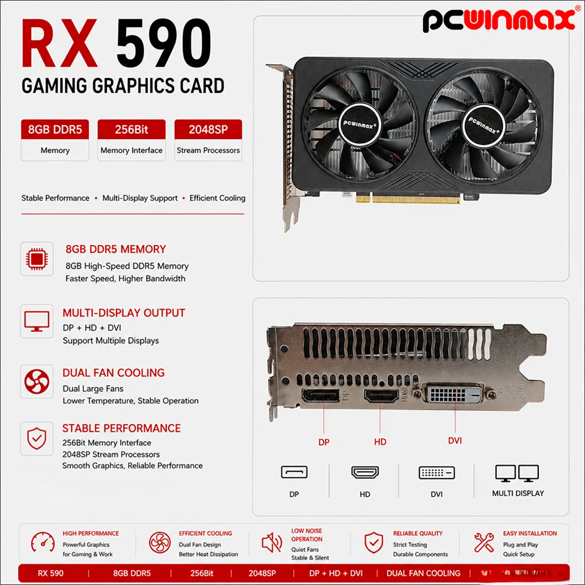Placa De Video Radeon Rx 590 8gb Gddr5 Pcwinmax